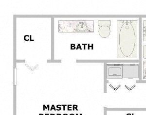Elmwood 2 Bedroom 2 Bath Floorplan 896 Square-Foot 2 Bedroom 2 Bath Elmwood Floorplan at Pleasant Creek Apartments, Lancaster